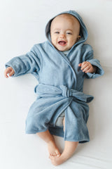 Hooded Bath Robe in Slate