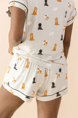 Women's Short Sleeve Pajama Set in Fluffy Dog
