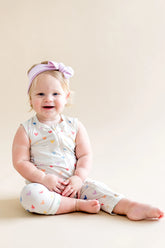 Zippered Sleeveless Romper in Pastel Mickey Mouse