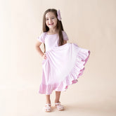 Puff Sleeve Twirl Dress in Thistle