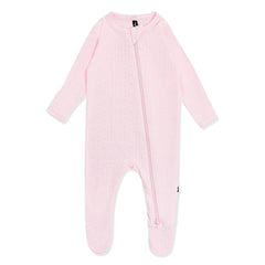 Pointelle Zippered Footie in Sakura