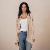 Women's French Terry Wrap Top in Almond