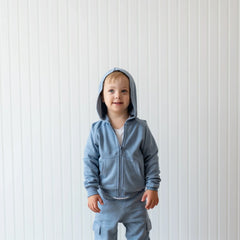 Fleece Zip Up Hoodie in Slate