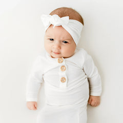 Knotted Bow Headband in Cloud