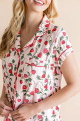 Women's Short Sleeve Pajama Set in Strawberry Fields