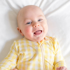 Zippered Romper in Gingham Chamomile