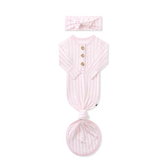 Knotted Gown with Bow Set in Small Sakura Stripe