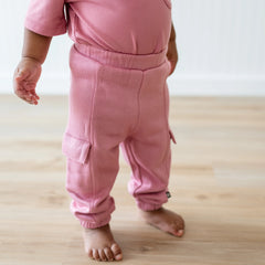 Fleece Cargo Pants in Apple Blossom