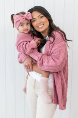 Cable Knit Adult Cardigan in Apple Blossom