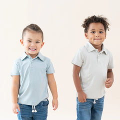 Toddler Short Sleeve Polo in Fog