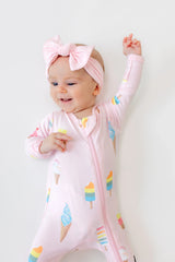 Zippered Footie in Sakura Ice Cream