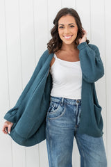 Chunky Knit Women's Oversized Cardigan in Atlantic