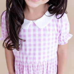 Peter Pan Collar Dress in Gingham Thistle