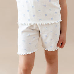 Pointelle Short Sleeve Set in Sweet Blue Bow