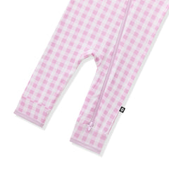 Zippered Romper in Gingham Thistle