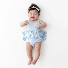 Spaghetti Strap Ruffle Romper in Breeze