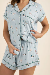 Women's Short Sleeve Pajama Set in Mallard Duck