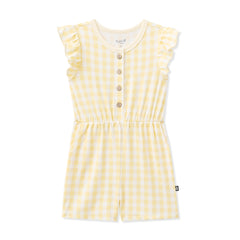 Flutter Sleeve Romper in Gingham Chamomile
