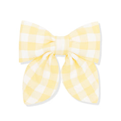 Medium Alligator Clip Bow in Gingham Chamomile