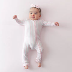 Zippered Romper in Small Sakura Stripe