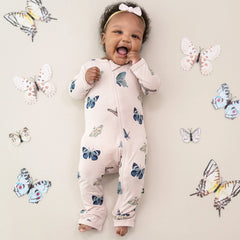 Zippered Romper in Blush Butterfly
