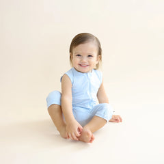Zippered Sleeveless Romper in Breeze