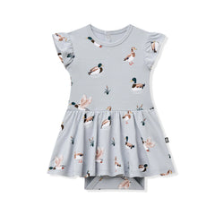 Twirl Bodysuit Dress in Mallard Duck