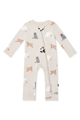 Zippered Romper in Fluffy Cat