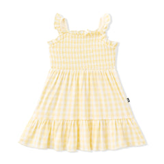 Smocked Dress in Gingham Chamomile