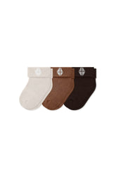 Baby 3-Pack Socks in Cafe