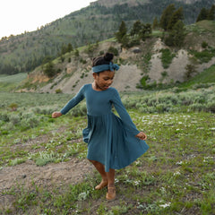 Long Sleeve Twirl Dress in Atlantic