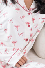Long-Sleeved Women's Pajama Set in Bow