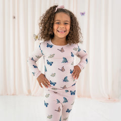 Long Sleeve Pajamas in Blush Butterfly