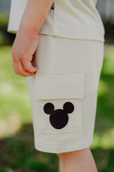 Cargo Short in Mickey Mouse on Ecru