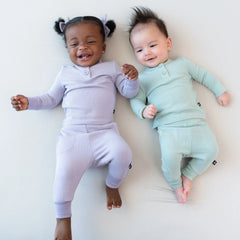 Ribbed Infant Henley Set in Taro