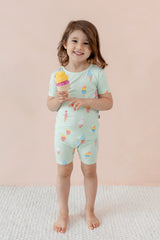 Short Sleeve Pajamas in Mint Ice Cream