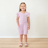 Flutter Sleeve Romper in Thistle