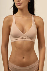 Women's Cross Front Bralette in Chai