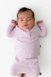 Ribbed Infant Henley Set in Thistle