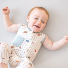 Zippered Sleeveless Romper in Home Run