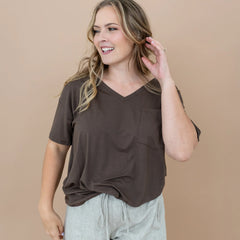 Women’s Relaxed Fit V-Neck in Espresso