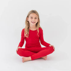 Long Sleeve Pajamas in Cardinal