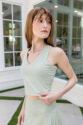 Bamboo Flex Bra Tank in Basil