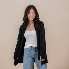 Women's French Terry Wrap Top in Midnight