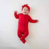 Zippered Footie in Cardinal