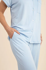 Women's Short Sleeve Cropped Pajama Set in Breeze