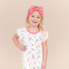 Flutter Sleeve Romper in Tulip