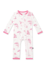 Zippered Romper in Toile Ballet