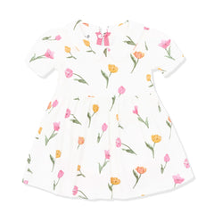 Peter Pan Collar Bodysuit Dress in Tulip