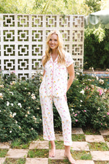 Women's Short Sleeve Cropped Pajama Set in Tulip